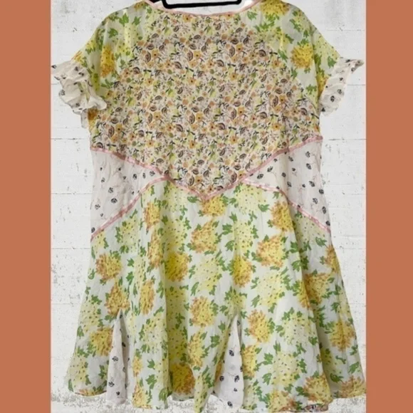 FREE PEOPLE Wildflower Airy Cotton Patchwork Oversized Minidress w/Slip NWT - Picture 11 of 16